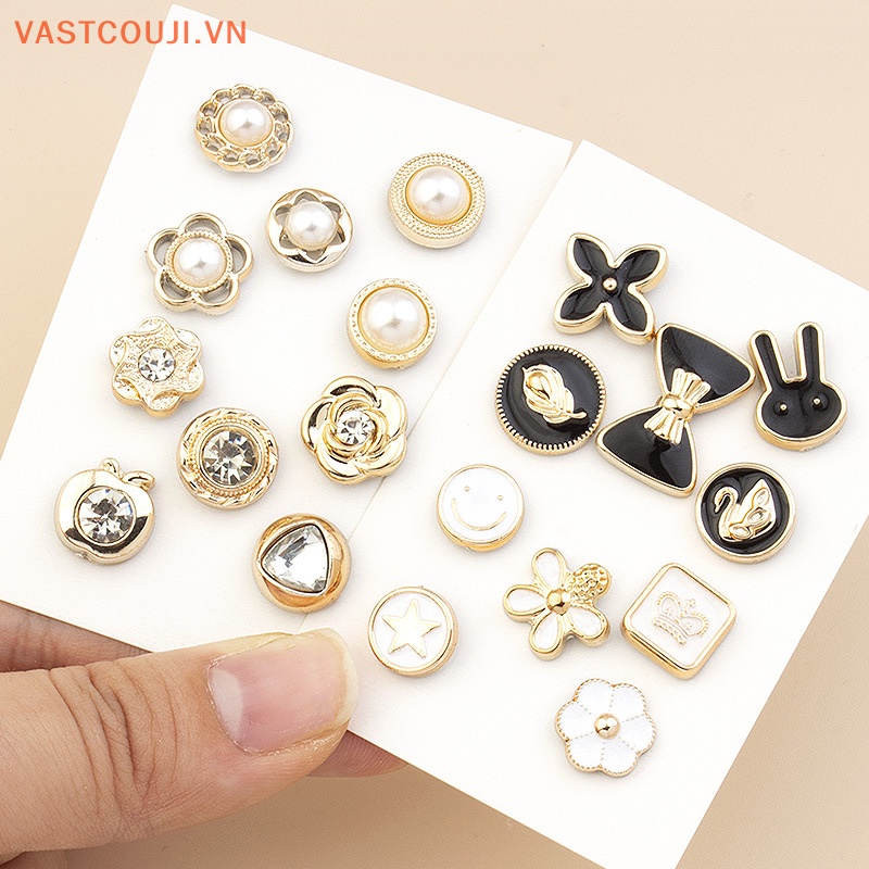 Set 10 Ghim Cài Áo Đính Ngọc Trai Giả Bằng Kim Loại Thời Trang Cho Nữ