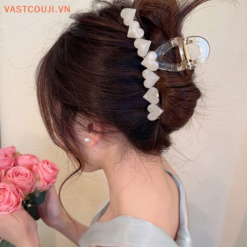 Kẹp Tóc Dạng Thạch Hình Trái Tim Lớn Phong Cách VASTJI Cổ Điển Thời Trang Mùa Hè Dành Cho Bạn Gái VN