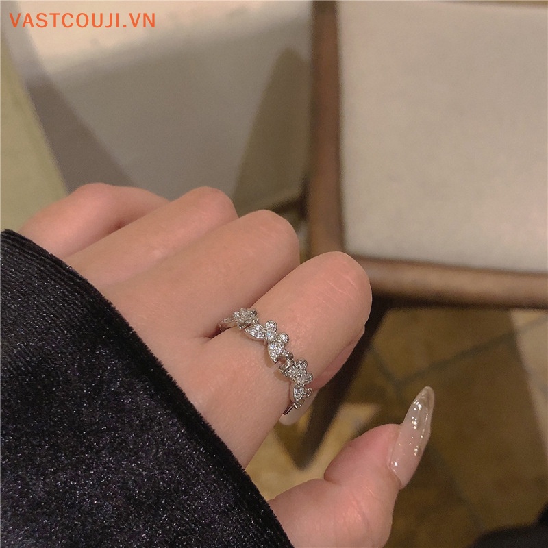 Nhẫn Hở Hình Bướm Đính Đá Zircon Phong Cách Gothic Thời Trang Tinh Tế Có Thể Điều Chỉnh Cho Nữ