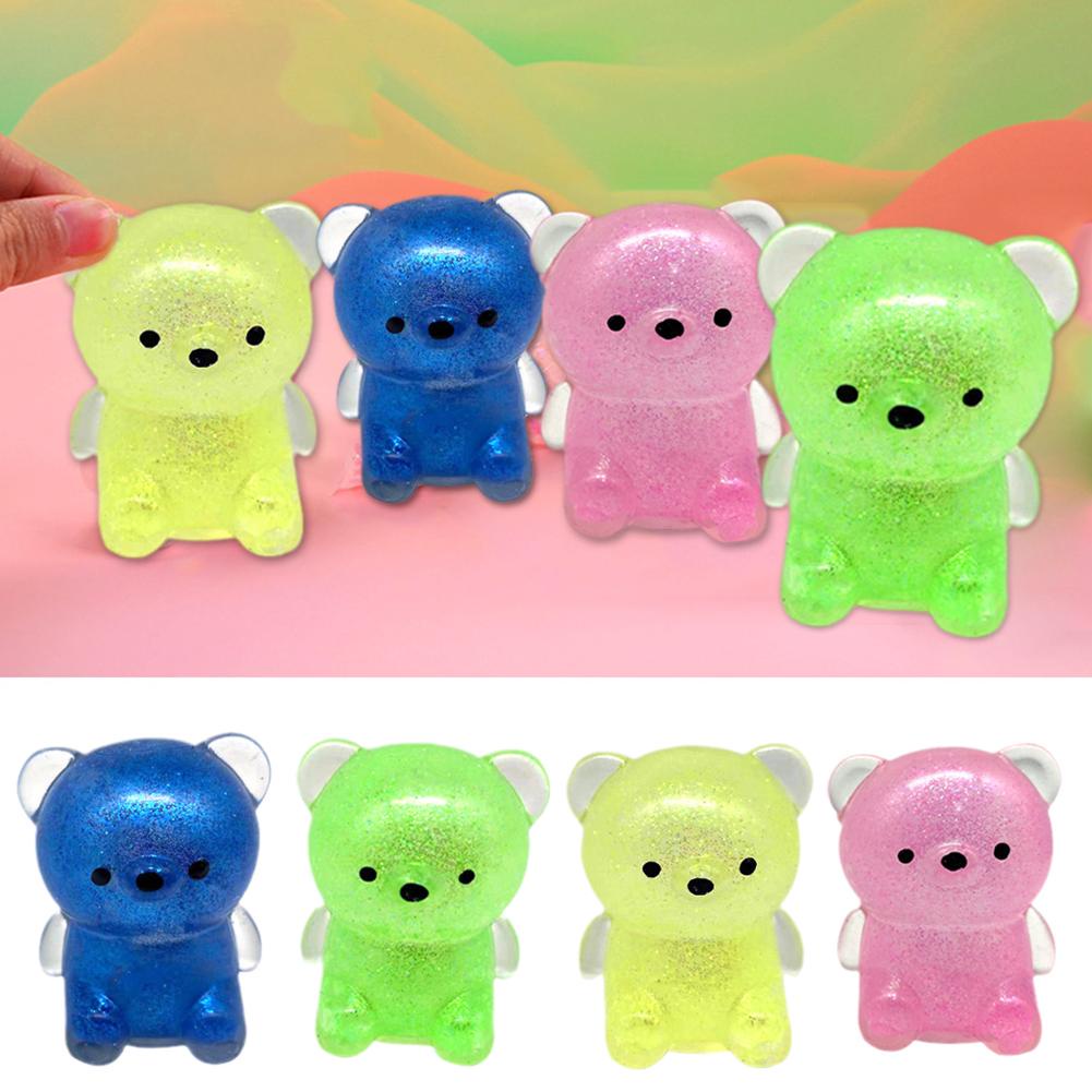 Đồ Chơi Bóp Nén Giảm Căng Thẳng Hình Chú Gấu Màu Vàng Hồng Dễ Thương M7X1