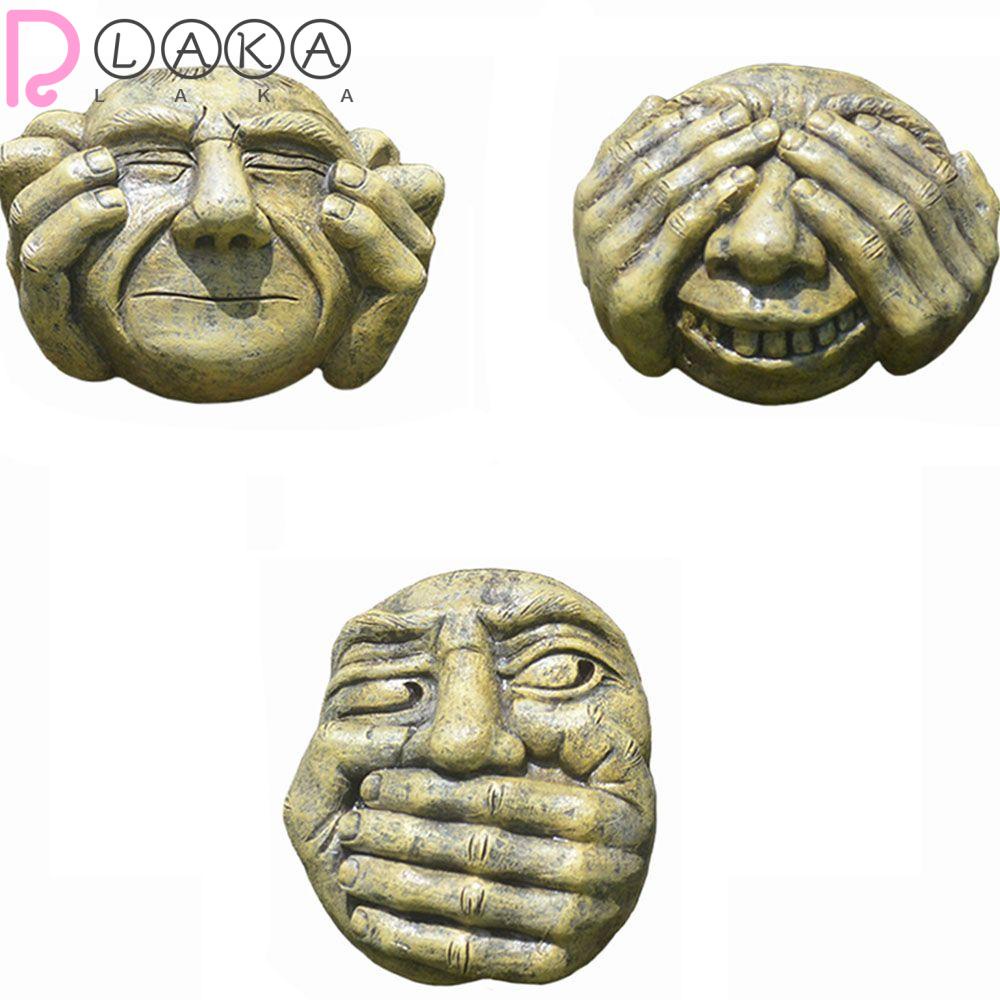 LAKAMIER Tượng Trang Trí Khu Vườn Hình Khuôn Mặt Đừng Nhìn Xấu Xí