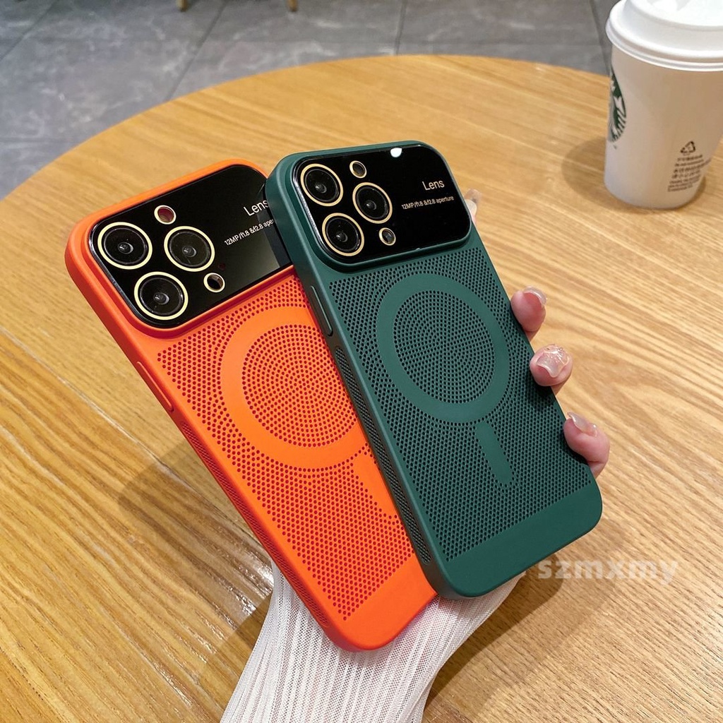Ốp Điện Thoại Cứng Dạng Lưới Tản Nhiệt Thoáng Khí Có Từ Tính Cho IPhone 15 IP 14 13 12 Pro Max