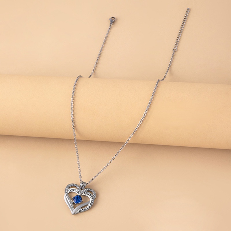 Ygt Vòng cổ Mặt Đá Sapphire Hình Trái Tim Bằng Thép Không Gỉ Thời Trang Cho Nữ