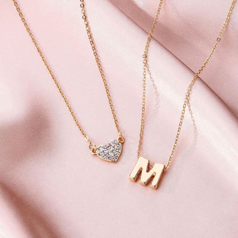 Bộ 2 Vòng cổ Mặt Trái Tim Đính Đá Đầy Cá Tính