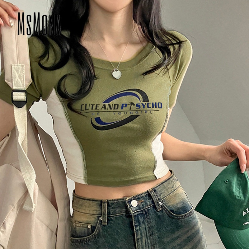 Áo Thun Ngắn Tay Cổ Tròn Màu Trơn Họa Tiết Hoa Thời Trang 2023 Cho Nữ