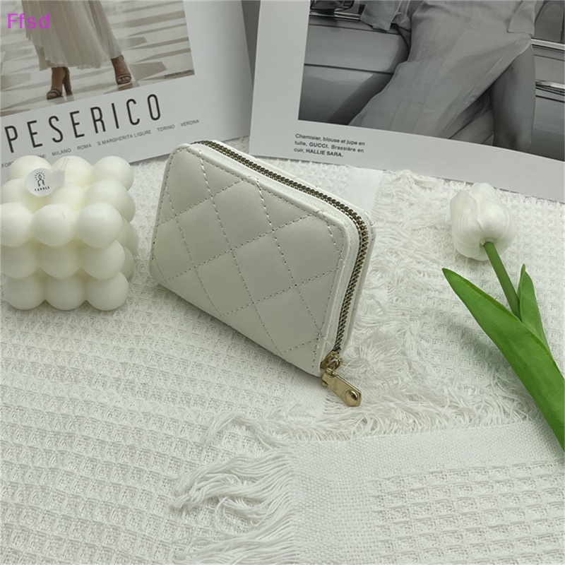 {Ffsd} Ví Ngắn Đựng Tiền Xu Thẻ Bằng Da PU Thêu Họa Tiết Hình Thoi Có Dây Kéo Thời Trang Cho Nữ * Hàng Bán