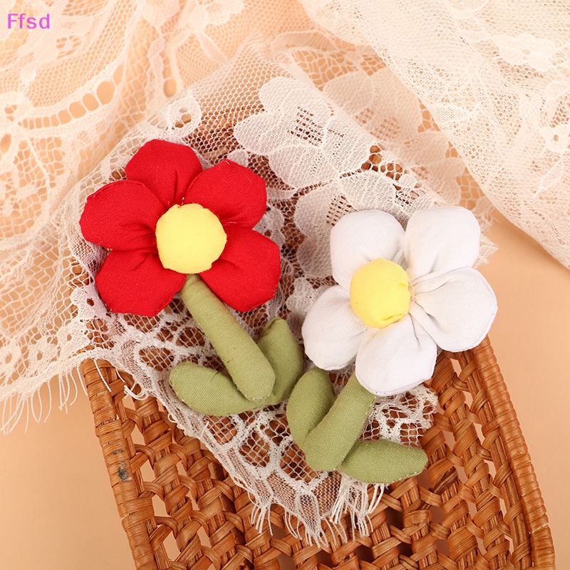 {Ffsd} Kẹp Tóc Hình Hoa Năm Cánh Bằng Vải Cotton Phối Lông Thủ Công Dễ Thương Diy Bán Chạy *