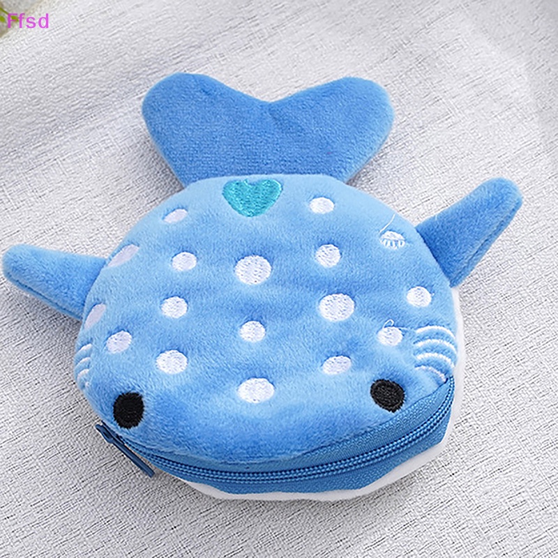 {Ffsd} Túi Đựng Tiền Xu / Dây Cáp Khóa Kéo Hình Cá Mập Hoạt Hình Cho Trẻ Em * Bán Chạy