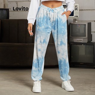  Quần Lovito dây rút nhuộm màu loang thể thao L16D067  xanh dương  