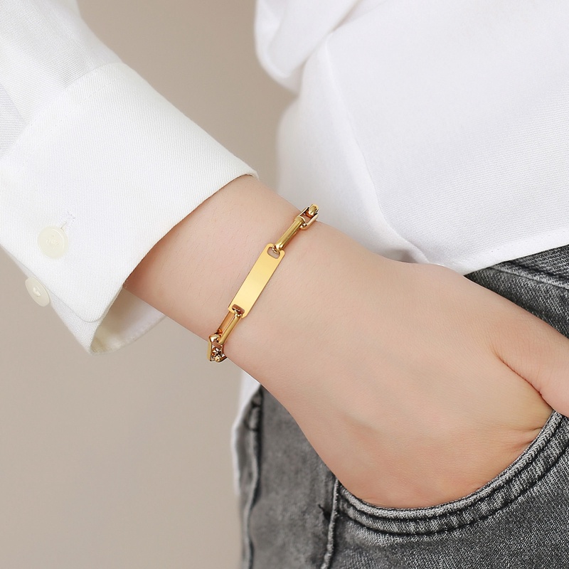 Ygt 1 Vòng Đeo Tay Thép Titan Hình Oval Màu Vàng / Bạc Thời Trang Cho Nam Và Nữ