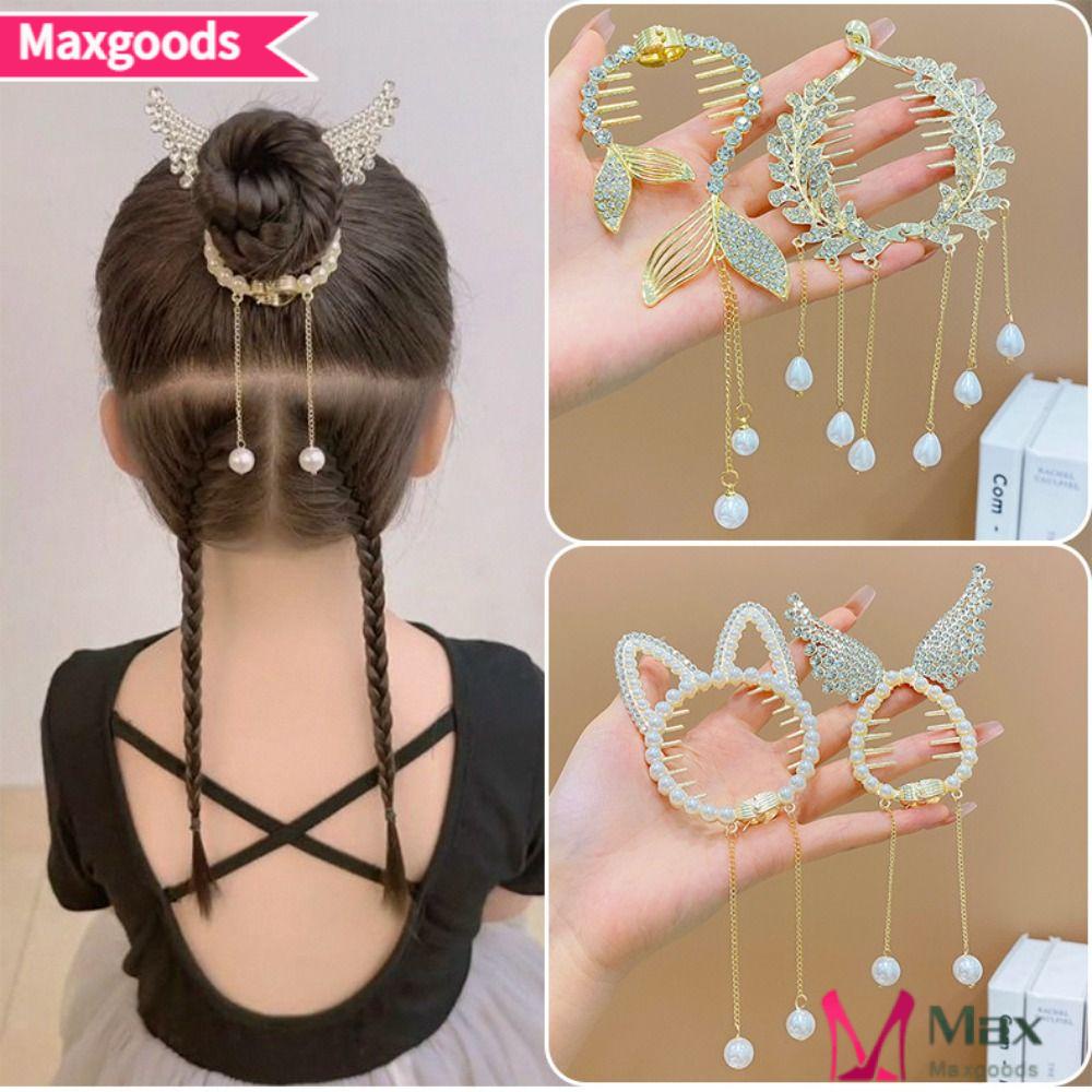 MAXG Kẹp Tóc Càng Cua Đính Tua Rua Bằng Hợp Kim Cổ Điển Cho Nữ