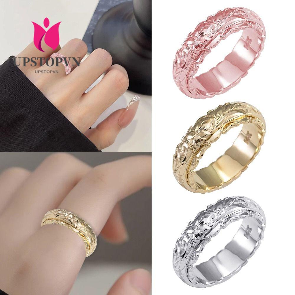 UPSTOPVN Set 3 Nhẫn Đính Hôn Bằng Thép Không Gỉ Kích Thước 9-11 Màu Bạc Thanh Lịch Dành Cho Cô Dâu