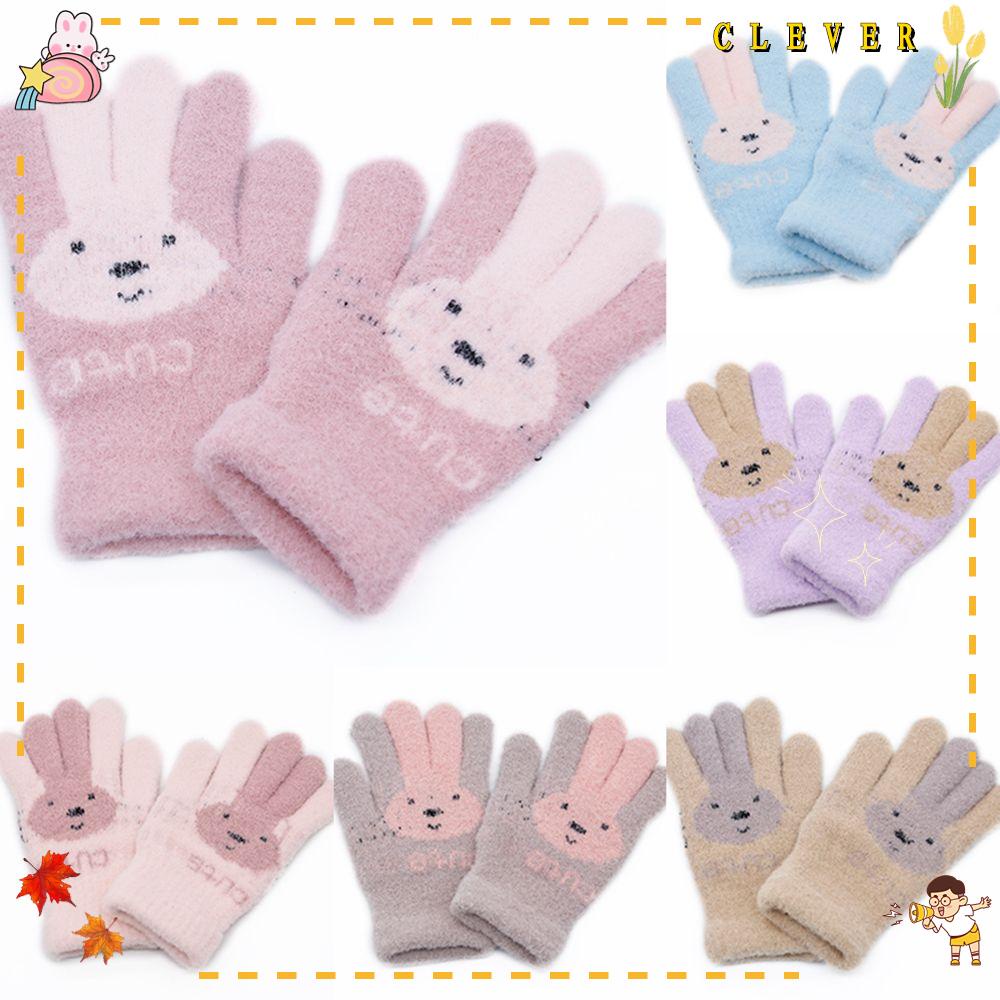 CLEVER Găng Tay Lông Thỏ Mềm Mại Dễ Thương Cho Bé 4-10 Tuổi