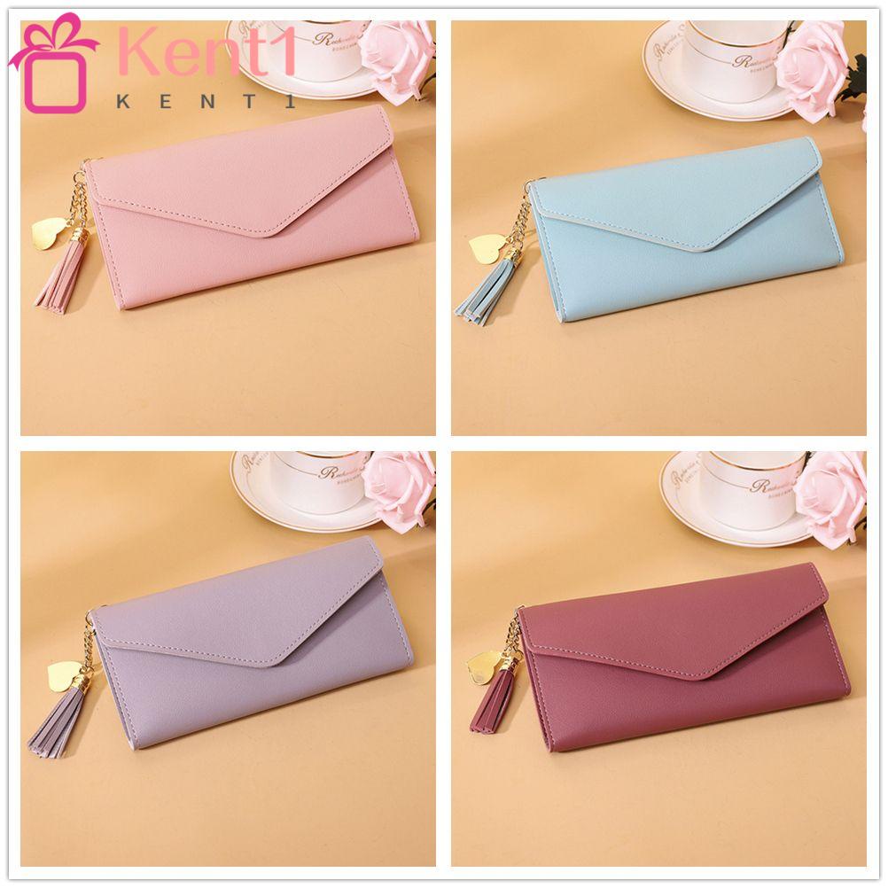 KENT1 Ví Da Thời Trang Cho Nữ Có Dây Kéo