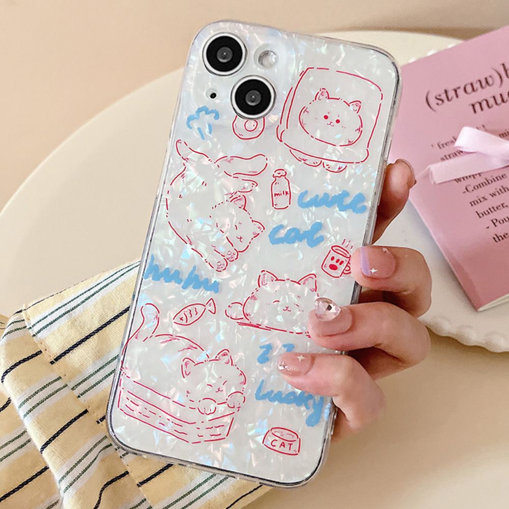 Ốp Điện Thoại TPU Dẻo Màu Laser Họa Tiết Hoạt Hình Chú Mèo Dễ Thương Chống Sốc Cho IPhone 11 12 13 14 Pro Max