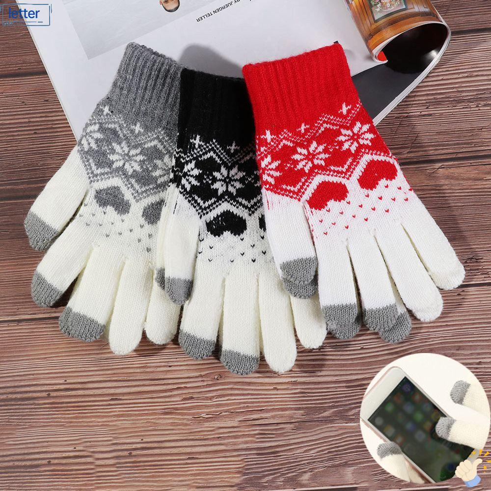 LET Găng Tay Dệt Kim Nữ Co Giãn Dày Dặn Có Thể Dùng Màn Hình Cảm Ứng