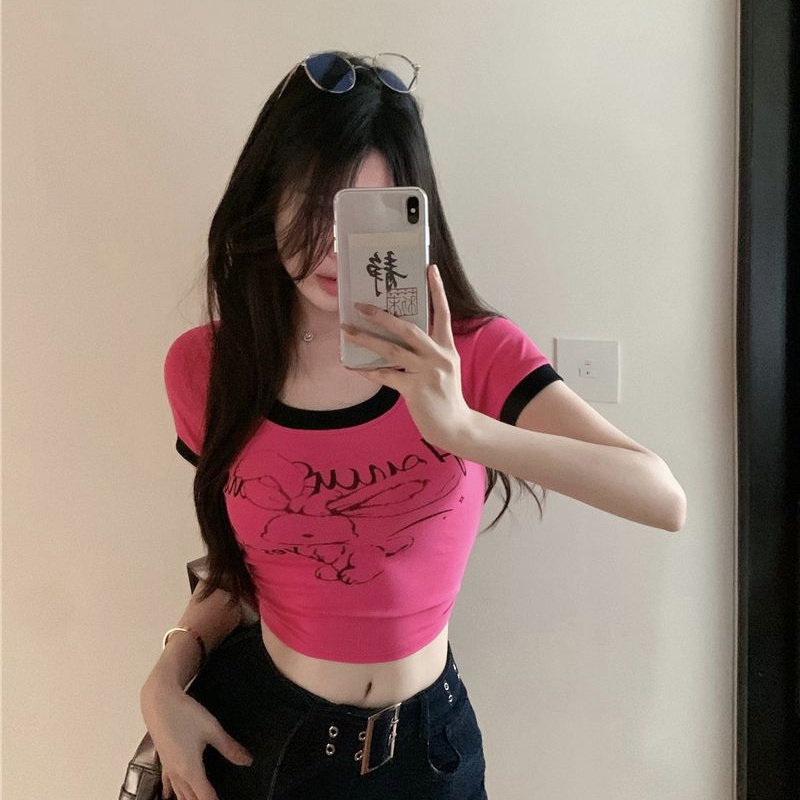 COZOK Áo Thun Tay Ngắn Dáng Ôm In Họa Tiết Thời Trang Trẻ Trung