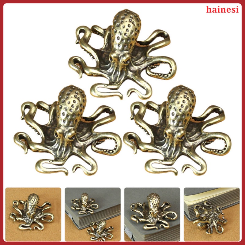 Bộ 3 Tượng Bạch Tuộc Bằng Đồng Thau Trang Trí Bàn Ăn Cho Bé