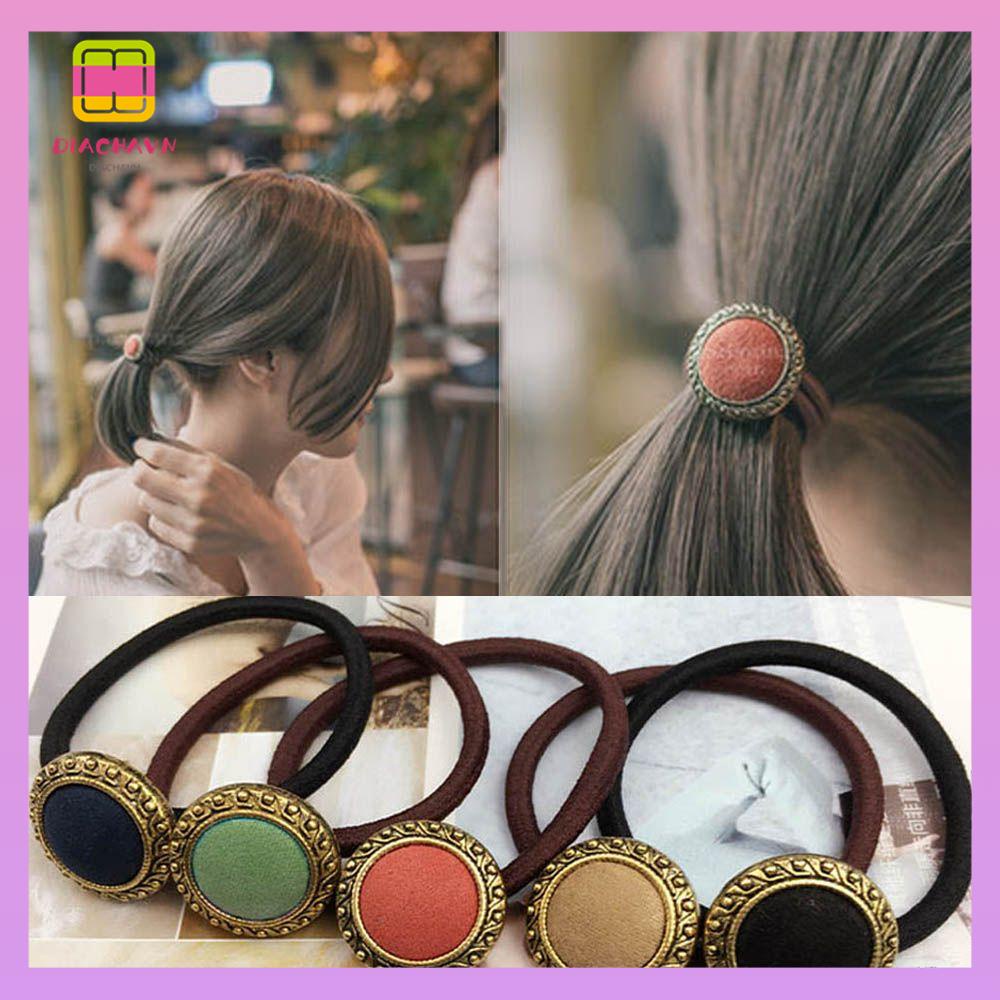 DIACHAVN Dây Cột Tóc Đính Nút Giá Đỡ