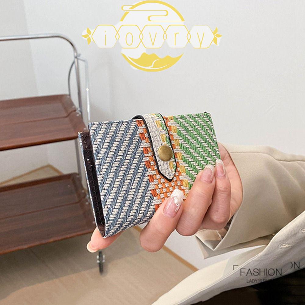 IVORY Ví Đựng Thẻ / Tiền Xu Nhiều Ngăn Sức Chứa Lớn Họa Tiết Kẻ Sọc Caro Thời Trang Cho Nữ