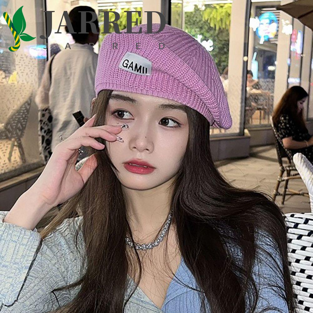 JARRED Mũ Beret Dệt Kim In Chữ Đơn Giản Thời Trang Thu Đông Cho Nữ