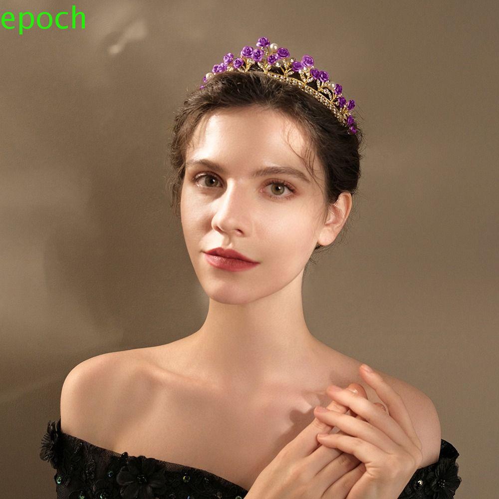 EPOCH Băng Đô Cài Tóc Hình Vương Miện Công Chúa Đính Đá Thời Trang Cho Nữ