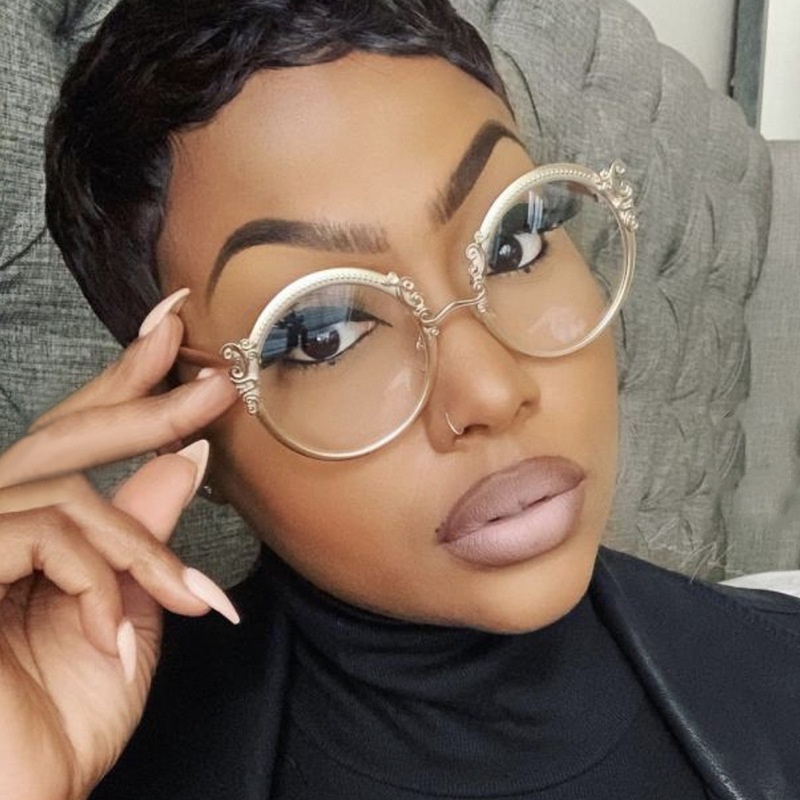 Kính Mát Gọng Kim Loại Tròn Chống Bức Xạ Thời Trang Cho Nữ