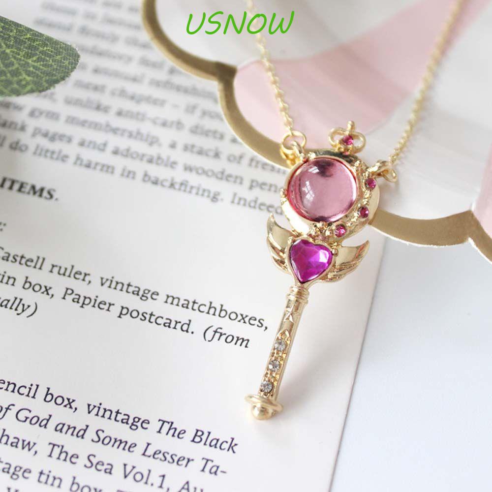 USNOW Vòng cổ Mặt Hình Mặt Trăng Và Ngôi Sao Đính Đá Dễ Thương Cho Nữ