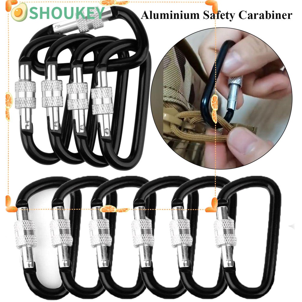 SHOUKEY Set 6 / 12 Móc Khóa Leo Núi Bằng Hợp Kim Nhôm Màu Đen