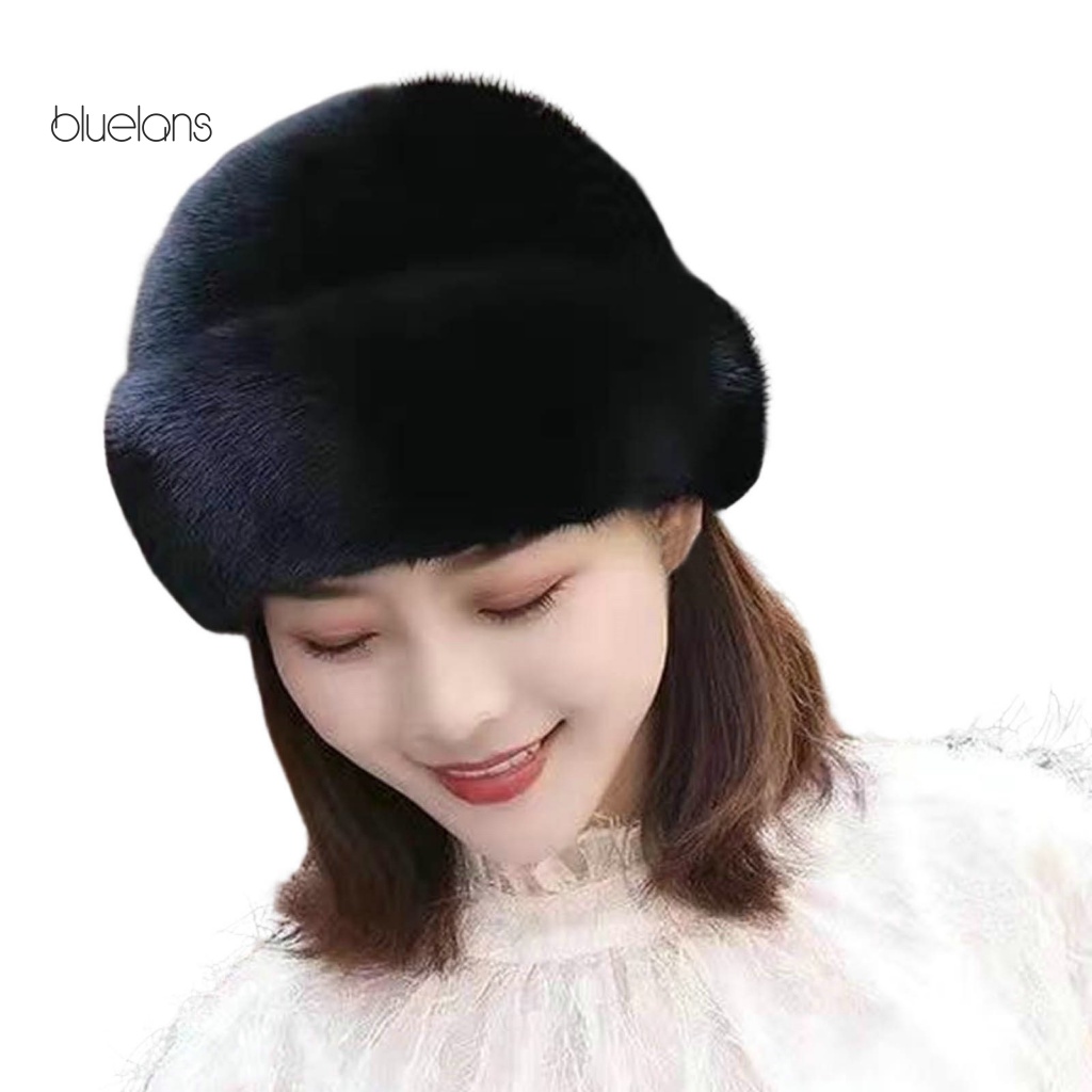 Mũ Lông Giả Màu Trơn Giữ Ấm Tai Chống Gió Không Phai Màu Sắc Thời Trang Mùa Đông Cho Nữ