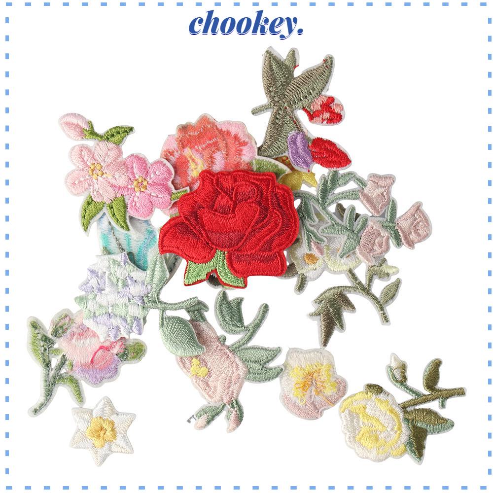 CHOOKEY Set 15 Miếng Dán Ủi Quần Áo 15 Họa Tiết Hoa Mini