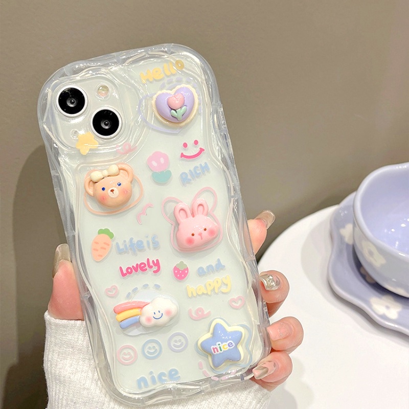 Ốp Lưng Điện Thoại Silicon Chống Rơi Hình Gấu Và Thỏ Cho IPhone 7Plus 8Plus X Xs Xsmax 11 12 13 14 Pro Max Promax