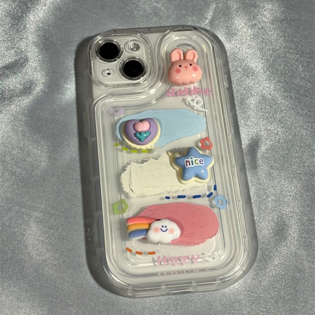 Ốp Lưng Điện Thoại Hình Thỏ Graffiti 3D Dễ Thương Cho IPhone 7Plus 8Plus X Xs Xsmax 11 12 13 14 Pro Max Promax