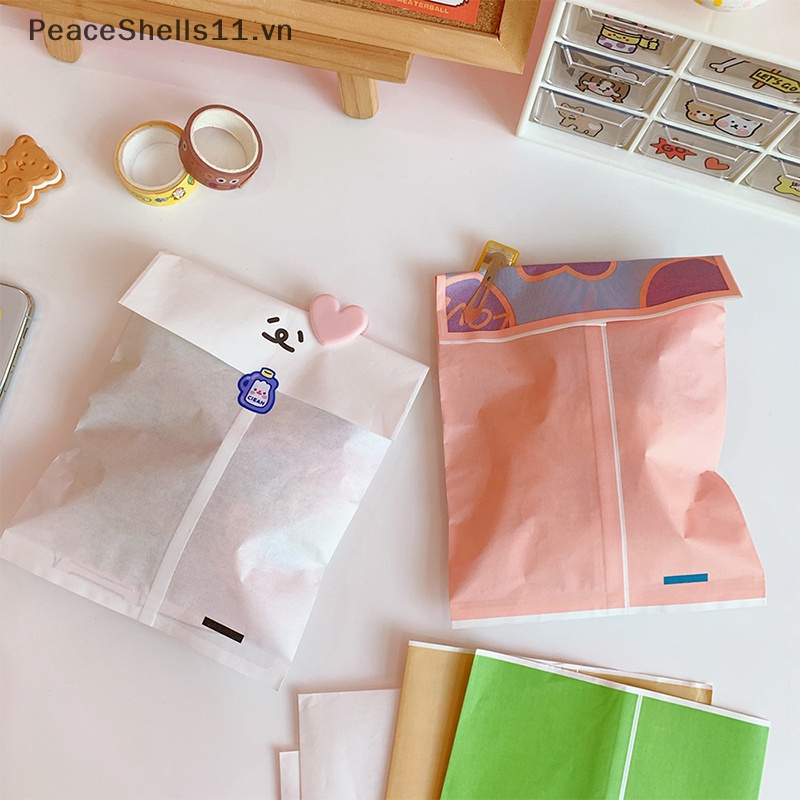 Set 5 Túi Giấy Kraft Đựng Kẹo / Trang Sức In Họa Tiết Hoạt Hình Dễ Thương