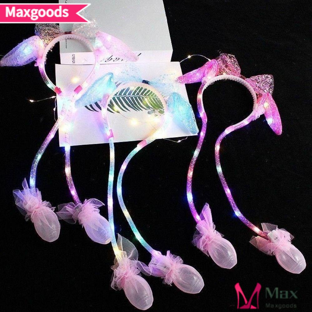 MAXG Mũ Tai Thỏ Phát Sáng Nhiều Màu Sắc Dễ Thương Xinh Xắn