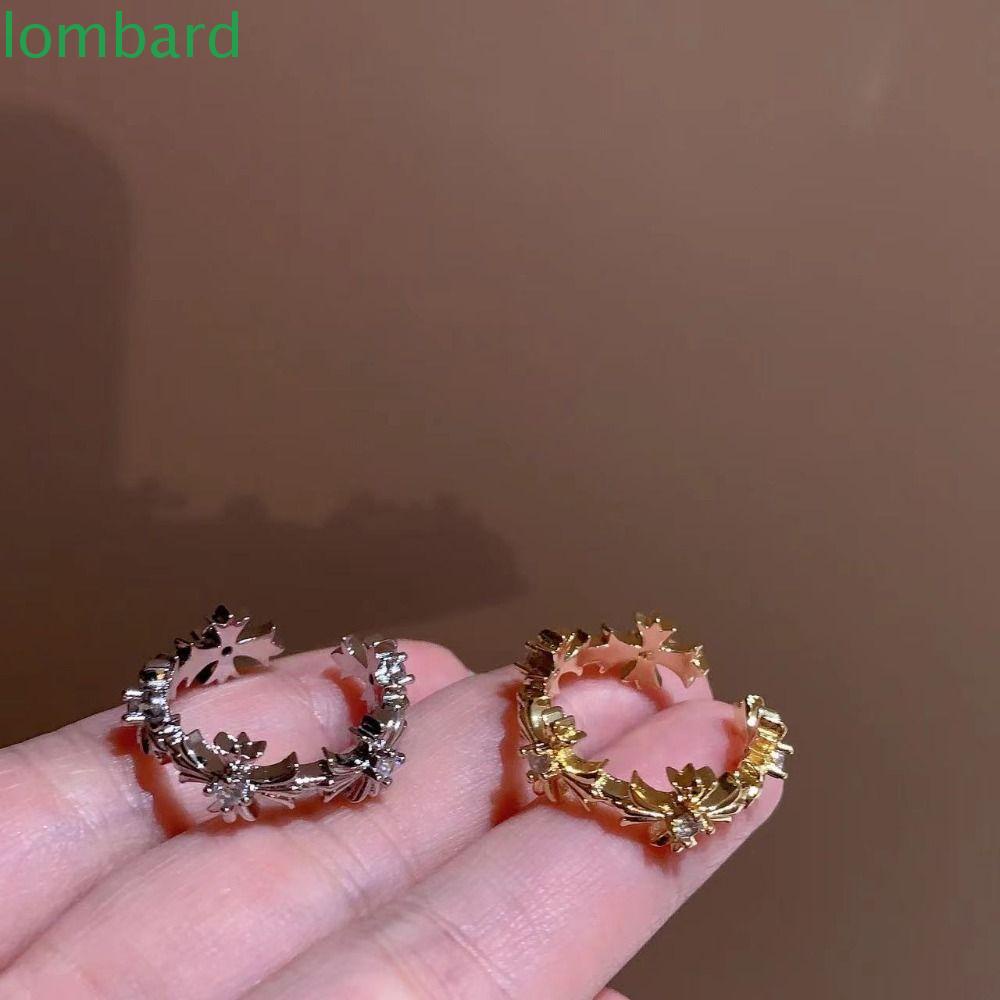 LOMBARD Nhẫn Đan Chéo Phong Cách Punk Hàn Quốc Cá Tính