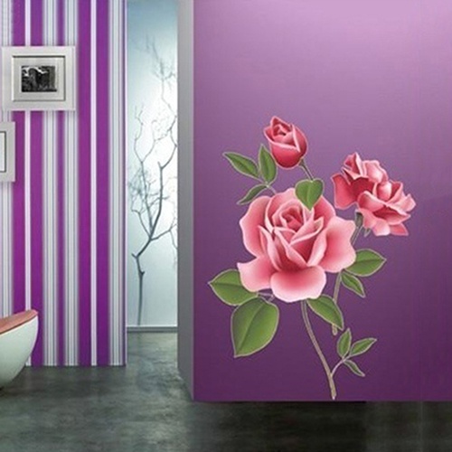 Miếng Dán Tường Trang Trí Hình Hoa Hồng DIY