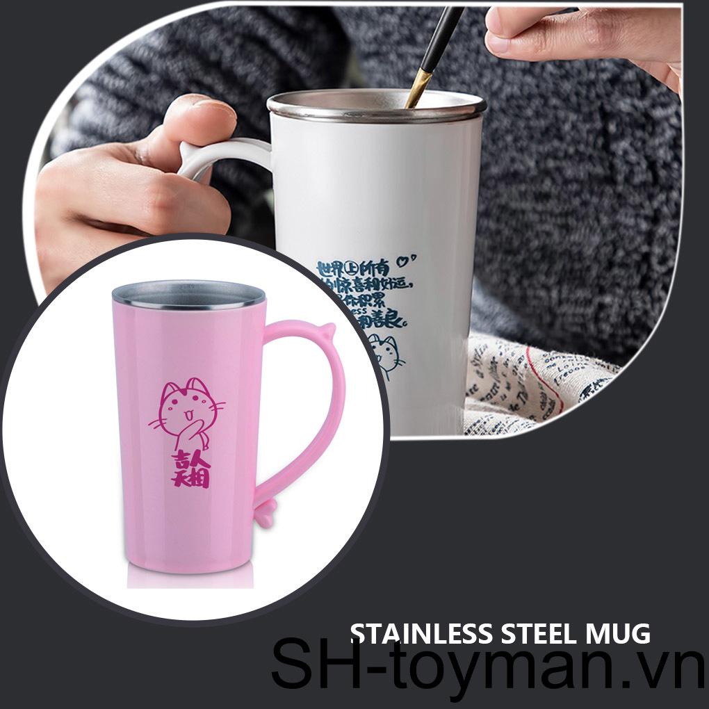 Cốc Uống Nước Bằng Thép Không Gỉ Đa Năng Có Tay Cầm Có Thể Tái Sử Dụng