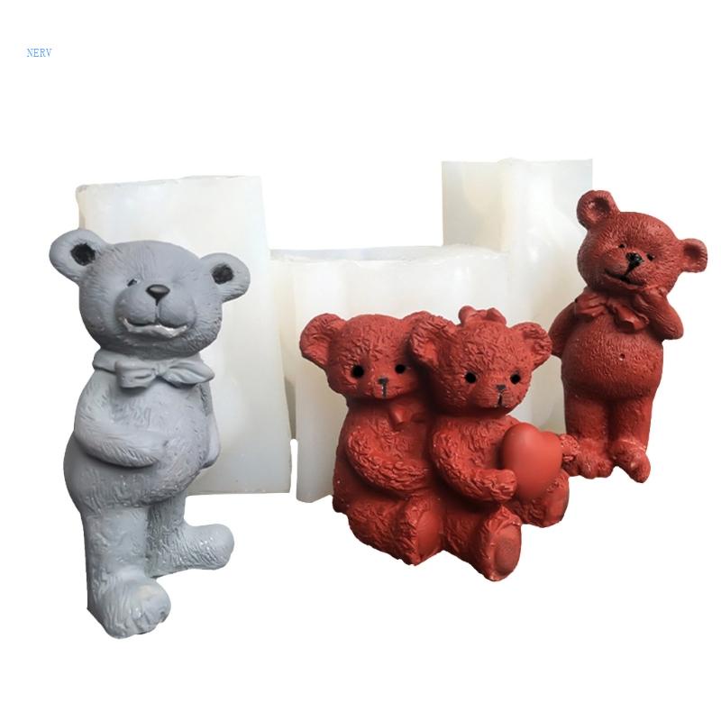 Khuôn Làm Nến / Xà Phòng Hình Gấu 3D Bằng Silicone