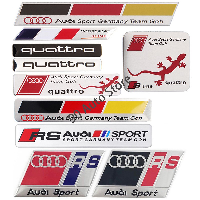 Logo Kim Loại Dán Trang Trí Thân Xe Hơi Audi Quattro Sline Allroad A3 A4 A5 A6 A7 A8 Q2 Q3 Q5 Q7 Q8 TT
