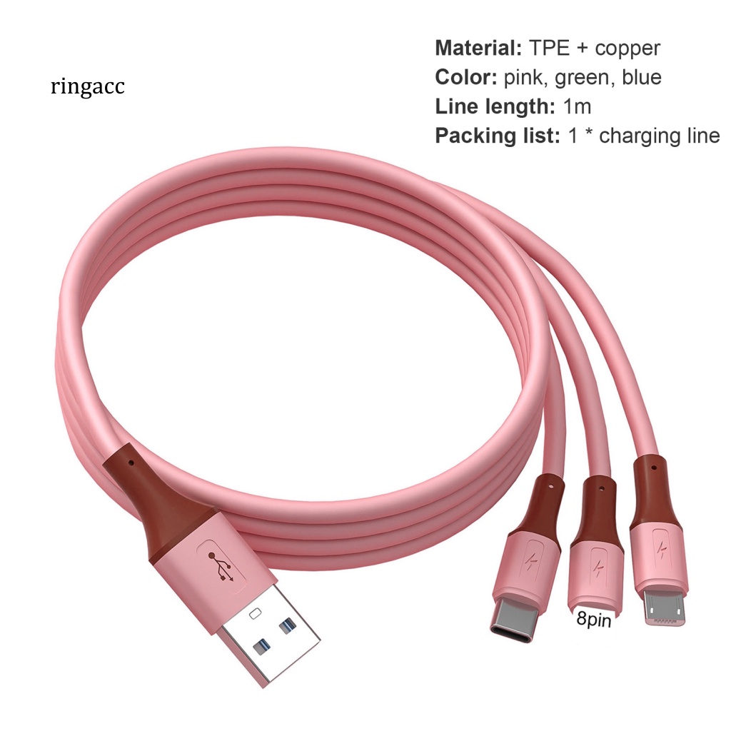 Dây Cáp Sạc Micro USB Type-C 8-pin 3 Trong 1