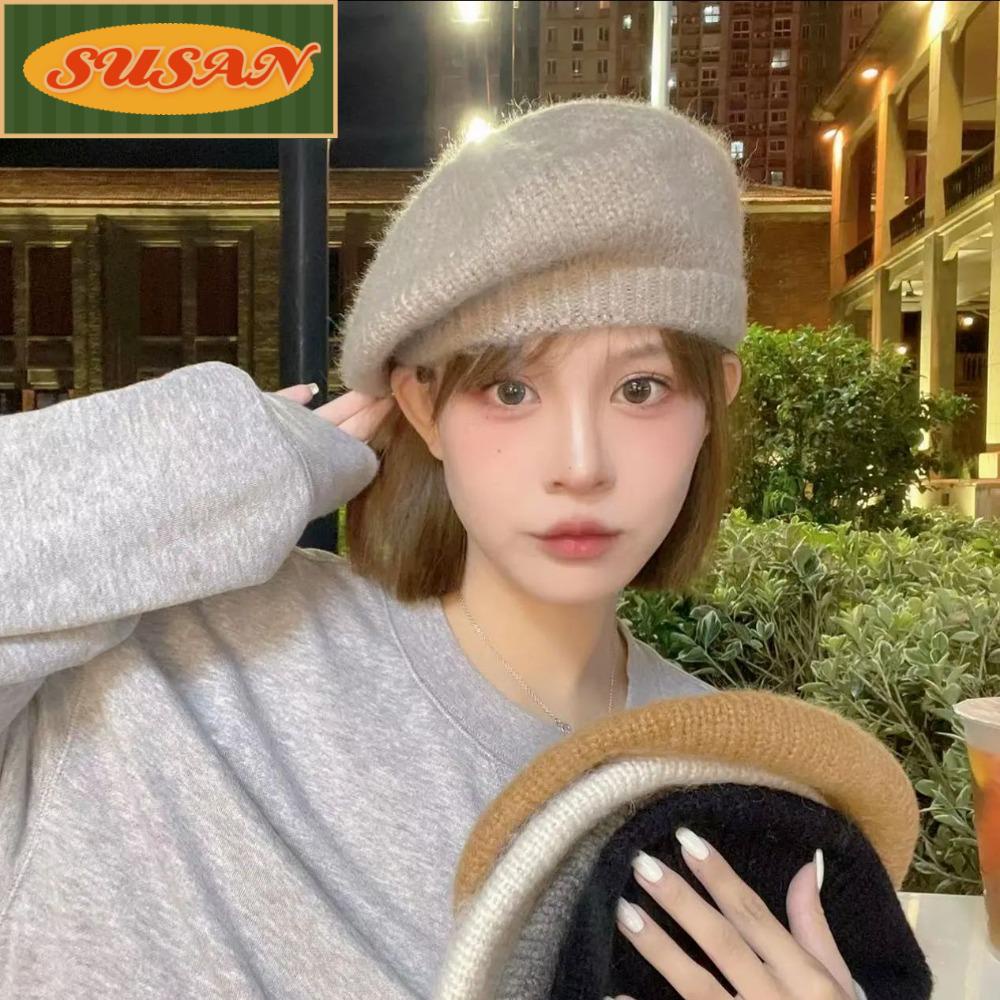 SUSANS Mũ Beret Len Lông Cừu Phong Cách Vintage Thanh Lịch Cho Nữ