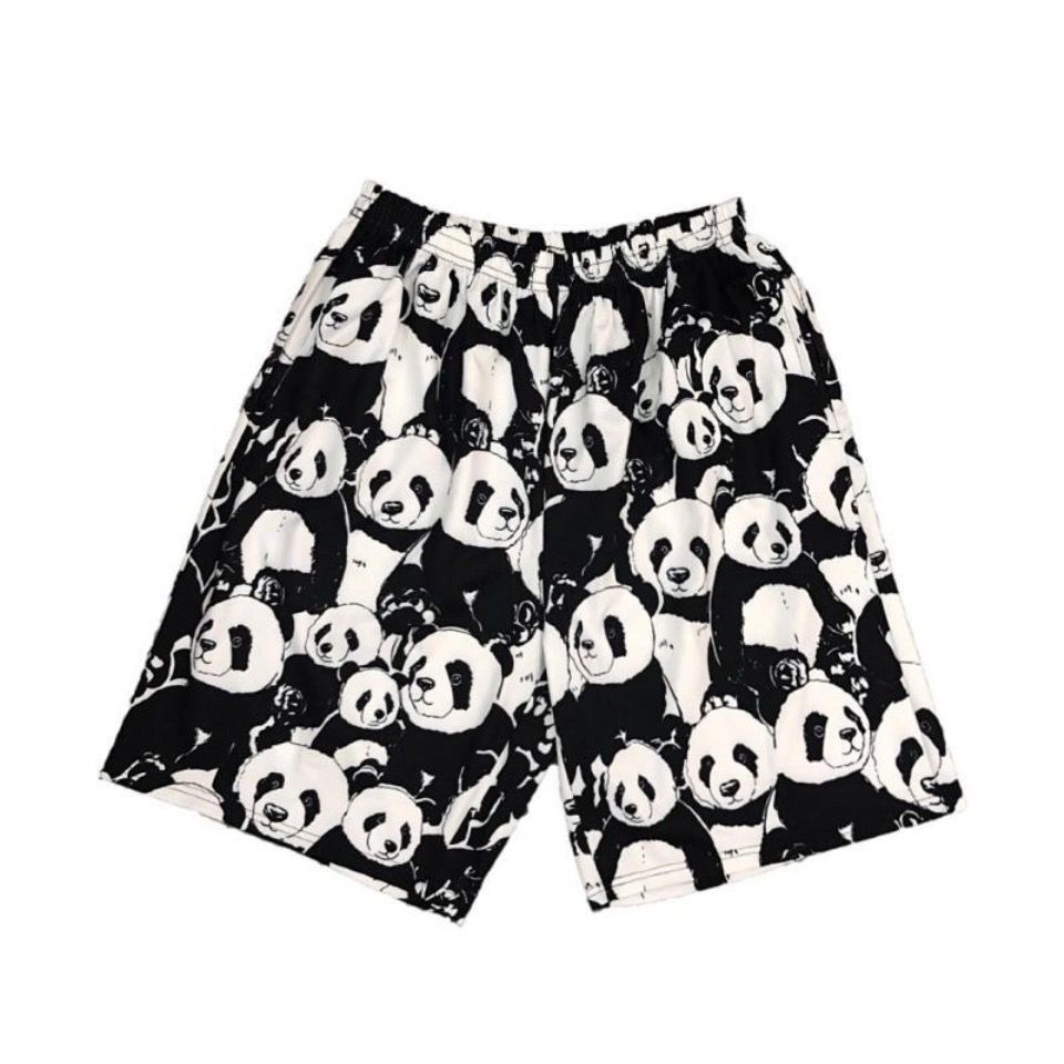 Quần Short Thể Thao Đi Biển Dáng Rộng Cỡ Lớn 150kg In Hình Gấu Trúc Thời Trang Mùa Hè Cho Nam Và Nữ