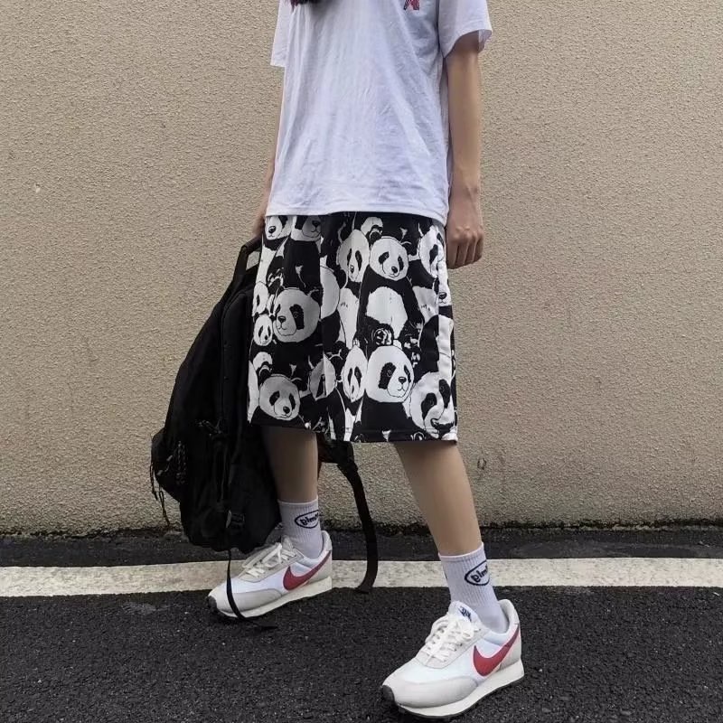 Quần Short Thể Thao Đi Biển Dáng Rộng Cỡ Lớn 150kg In Hình Gấu Trúc Thời Trang Mùa Hè Cho Nam Và Nữ