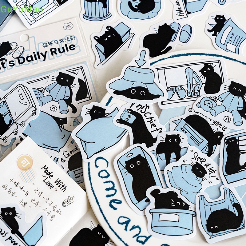Bộ 30 Sticker Mèo Đen Trang Trí Sổ Tay Xinh Xắn
