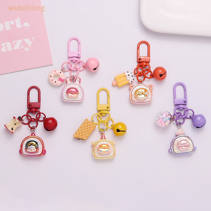 Móc Khóa Hình Bánh Donut Và Thỏ Hoạt Hình Mini Bằng Resin Dễ Thương Sáng Tạo Dành Cho Nam Nữ