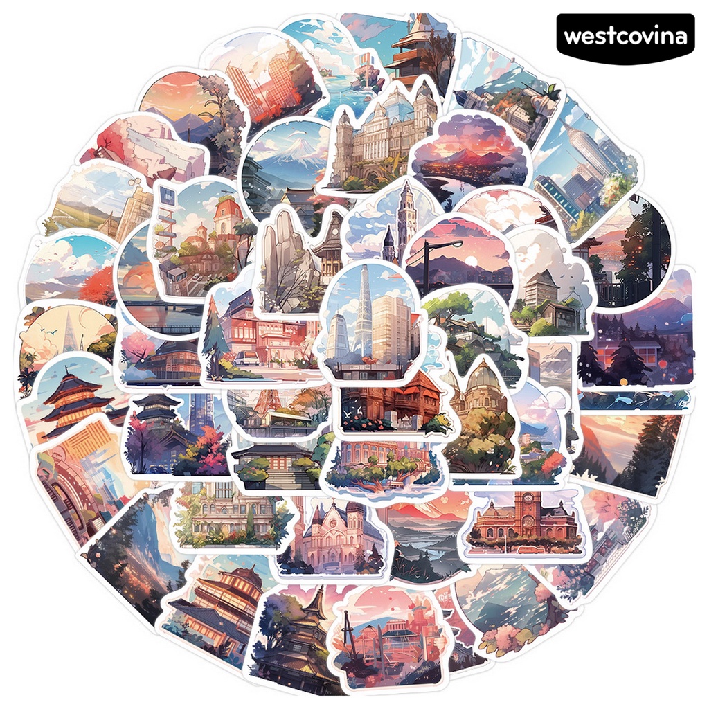 [WSTN] [WSTN]✎Bộ 50 Miếng Dán Họa Tiết Hoạt Hình Chống Thấm Nước Trang Trí Sổ Tay / Điện Thoại /