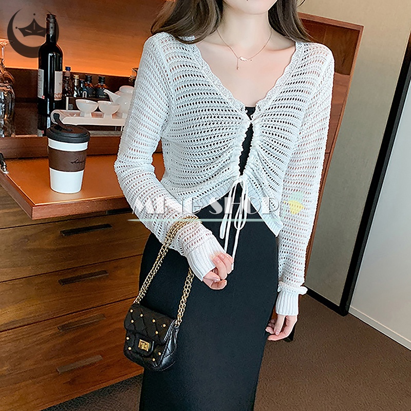 Áo Croptop Dệt Kim Mỏng Tay Ngắn Màu Trơn Thời Trang Mùa Hè Cho Nữ