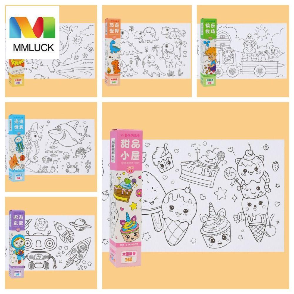 MMLUCK Cuộn Giấy Tô Màu Họa Tiết Khủng Long Vui Nhộn Cho Bé / Trẻ Em / Trẻ Mới Biết Đi