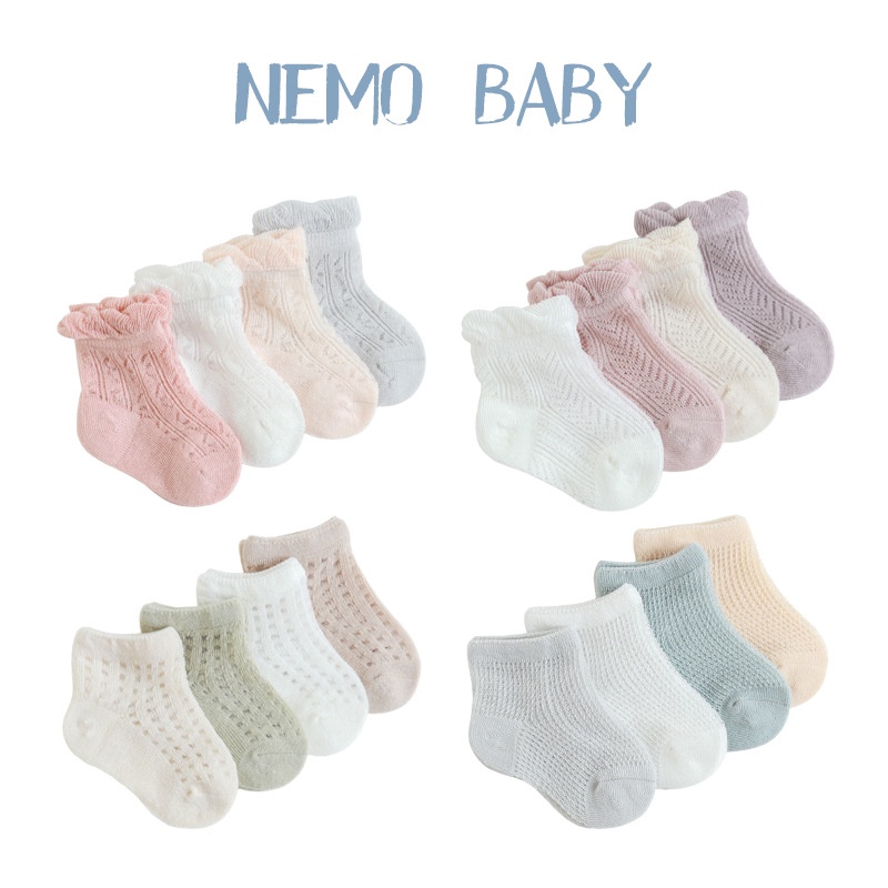 Set 4 Đôi Tất Cotton Siêu Mỏng Thời Trang Mùa Hè Cho Bé